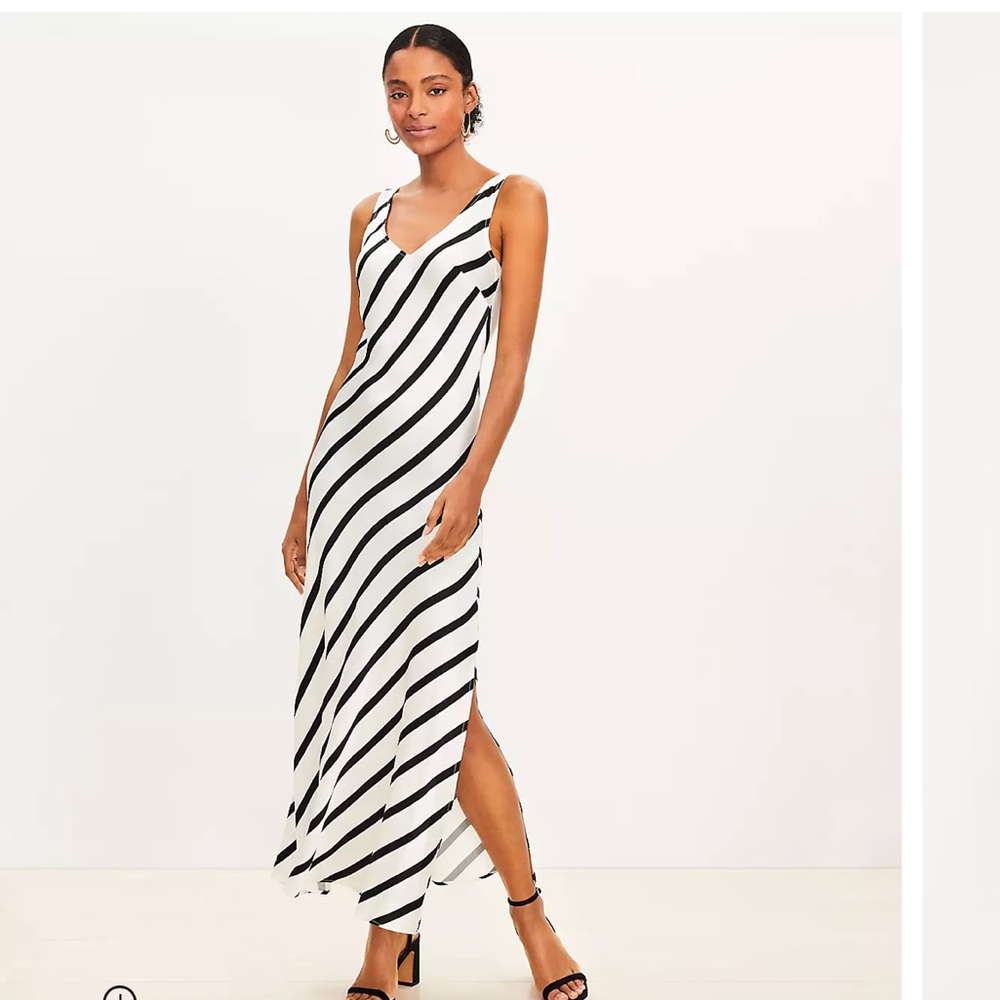 LOFT petites striped silky maxi dress